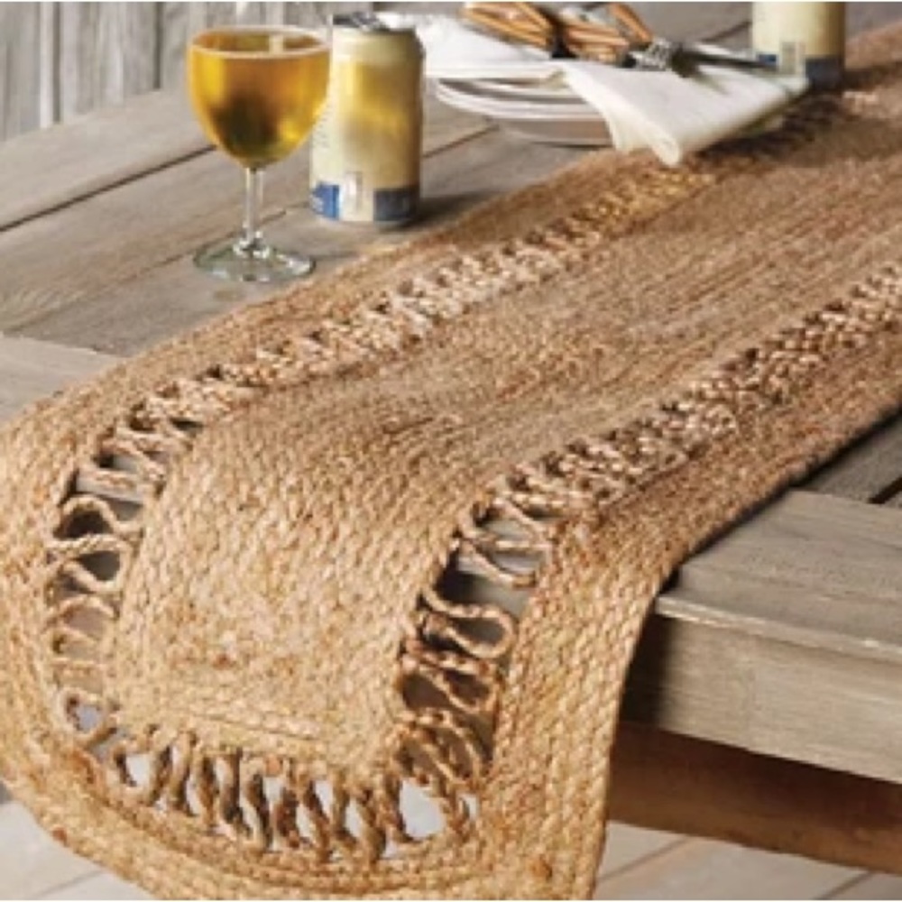 Natural Hand Braided Jute Table Runner / Accent Mat